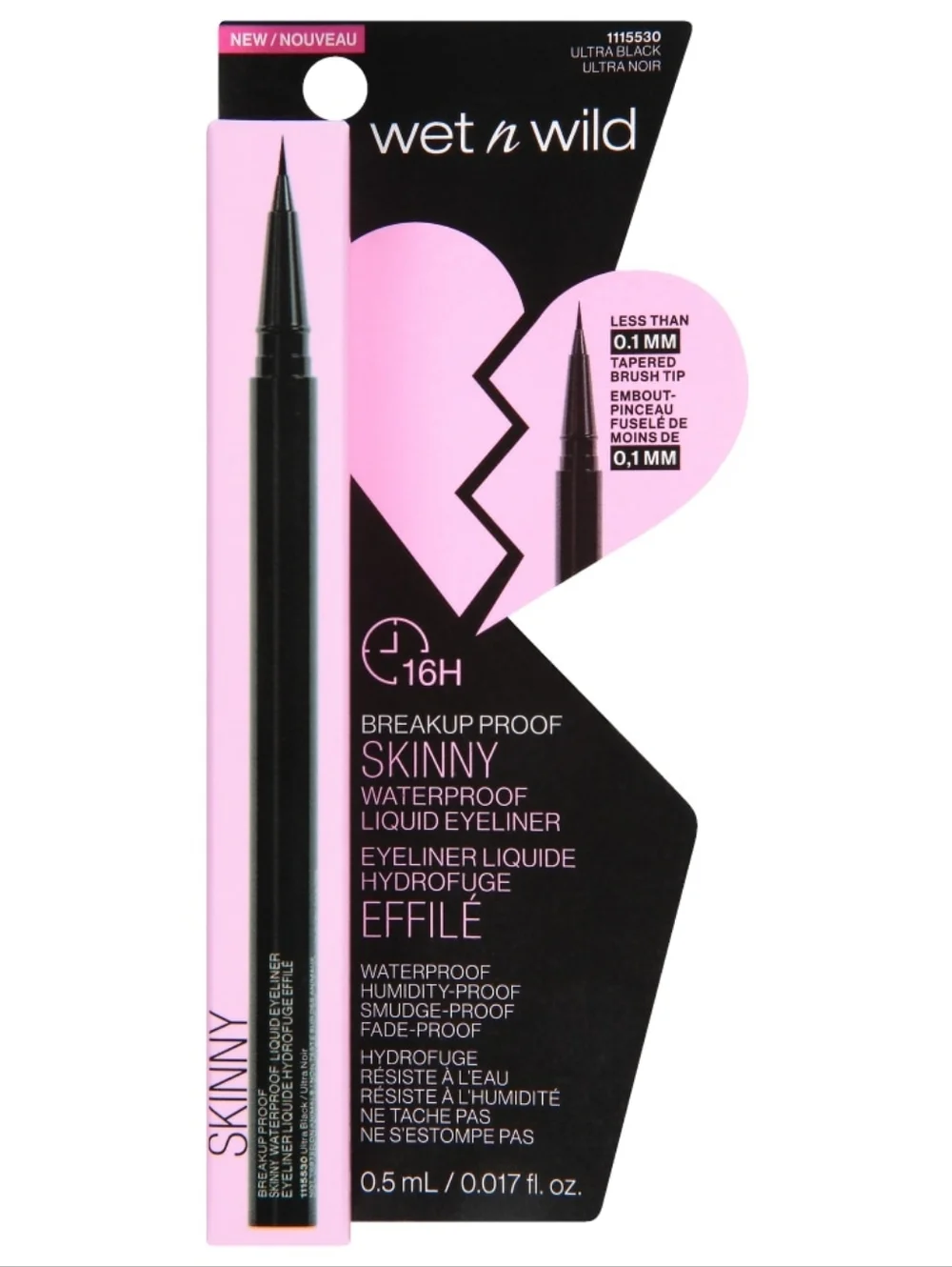 Wet N Wild, Breakup Proof, Waterproof Liquid Eyeliner, 1111509 Ultra Black